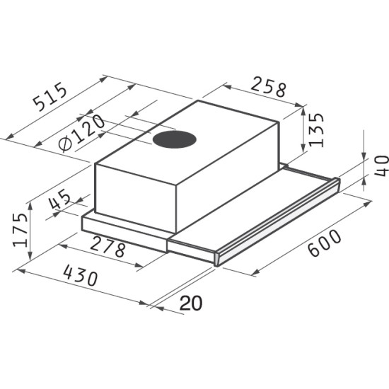 Pyramis Essential Slim Turbo Συρόμενος Απορροφητήρας 60cm Inox  