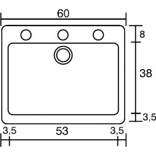 Sanitec Harmony 331 Ένθετος Νεροχύτης 60x50cm Metallic Space