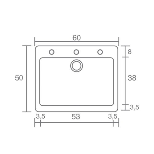 Sanitec Classic 331  Νεροχύτης 60x50 cm
