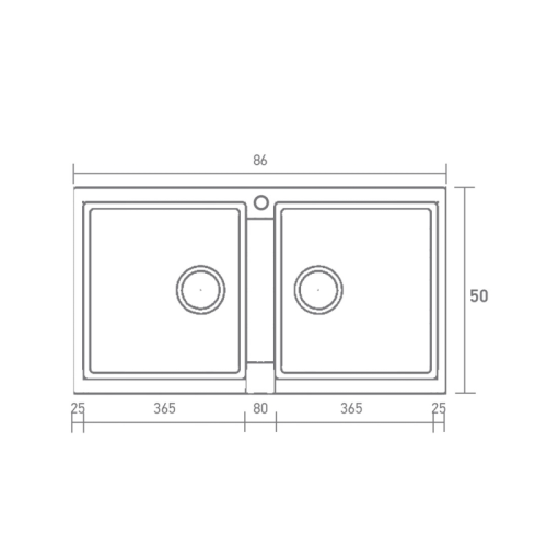 Sanitec Classic 334  Νεροχύτης 86x50 cm