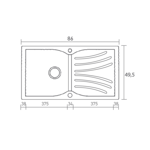 Sanitec Classic 337  Νεροχύτης 86x50 cm
