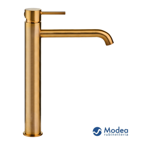 Viospiral Modea Etna Minimal Brushed Gold 00-07013/BG Αναμεικτική Μπαταρία Νιπτήρα Πλήρες Σετ Brushed Gold Ψηλή 