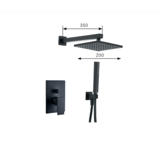 Viospiral Modea Pietra Black 00-06710/B Ντουζιέρα Εντοιχισμού Πλήρες Σετ Μαύρη